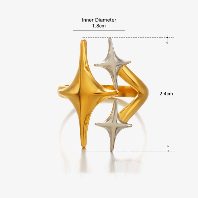 Широкое стальное кольцо с гравировкой в виде солнца и звезд CJN25417