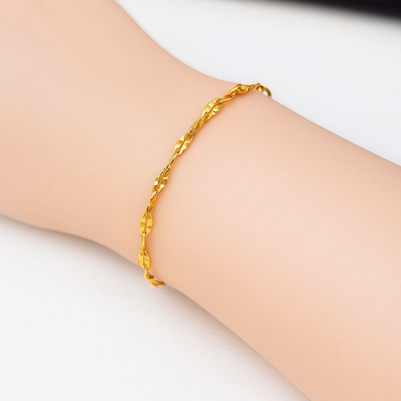 Браслет изящная цепочка с декоративными звеньями и алмазной огранкой 1J12136CJJ Браслет изящная цепочка с декоративными звеньями и алмазной огранкой 1J12136CJJ