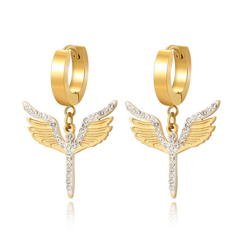 Серьги стальные с напылением золотом скипетр J10203CJJ