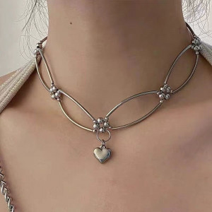Ажурное колье-воротник с подвеской в форме сердца CJH49997 Ажурное колье-воротник с подвеской в форме сердца CJH49997