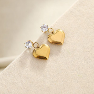 Серьги с сердцем из нержавеющей стали CJX87548