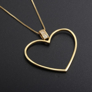 Золотистая Цепочка с крупным контурным сердцем CJD80268