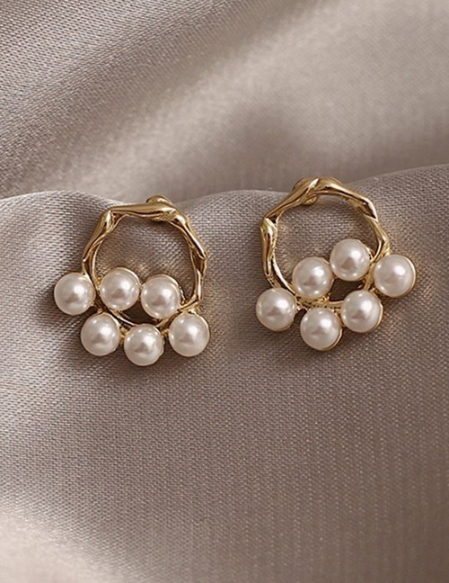 Элегантные серьги-пусеты жемчужные гроздья R77491MSK