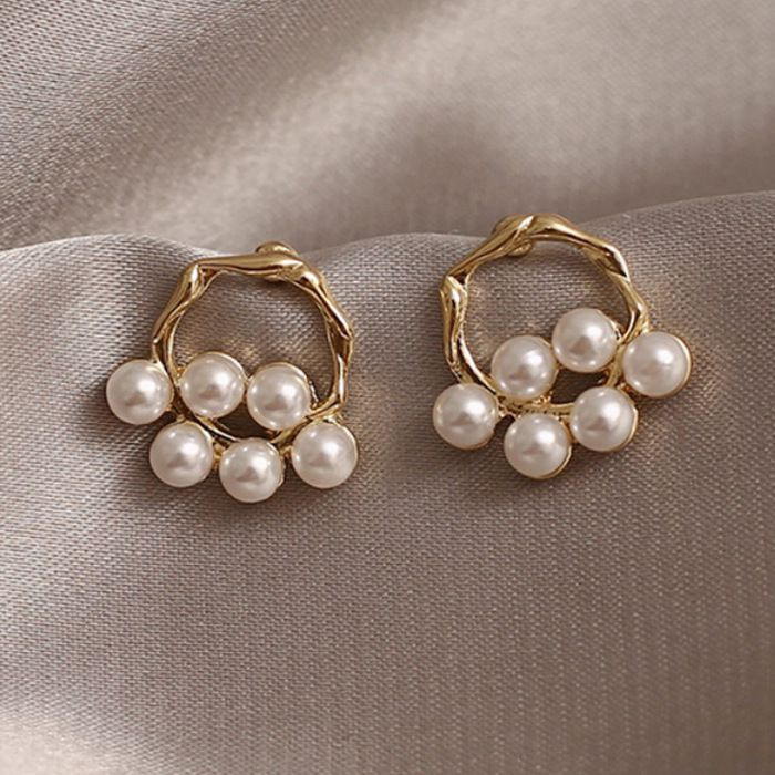 Элегантные серьги-пусеты жемчужные гроздья R77491MSK Элегантные серьги-пусеты жемчужные гроздья R77491MSK