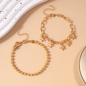 Браслет на ногу из золотистых цепей CJJ24527 Браслет на ногу из золотистых цепей CJJ24527