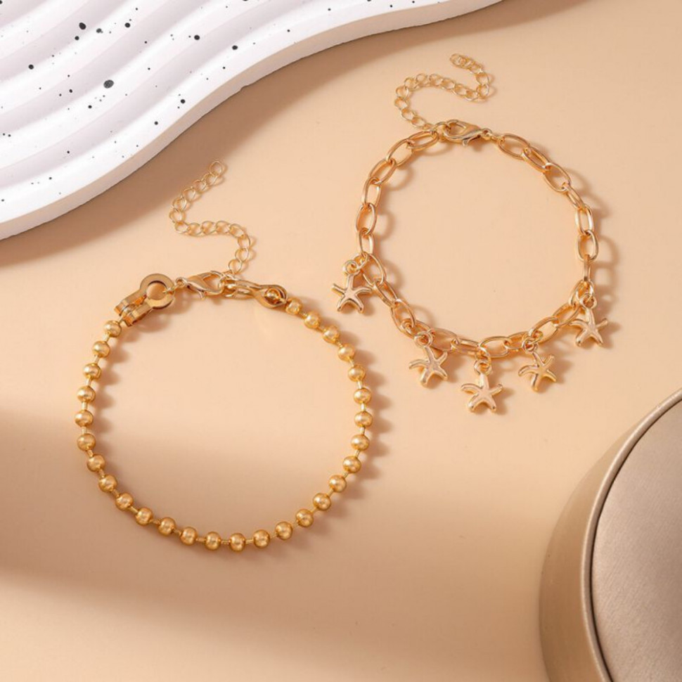 Браслет на ногу из золотистых цепей CJJ24527