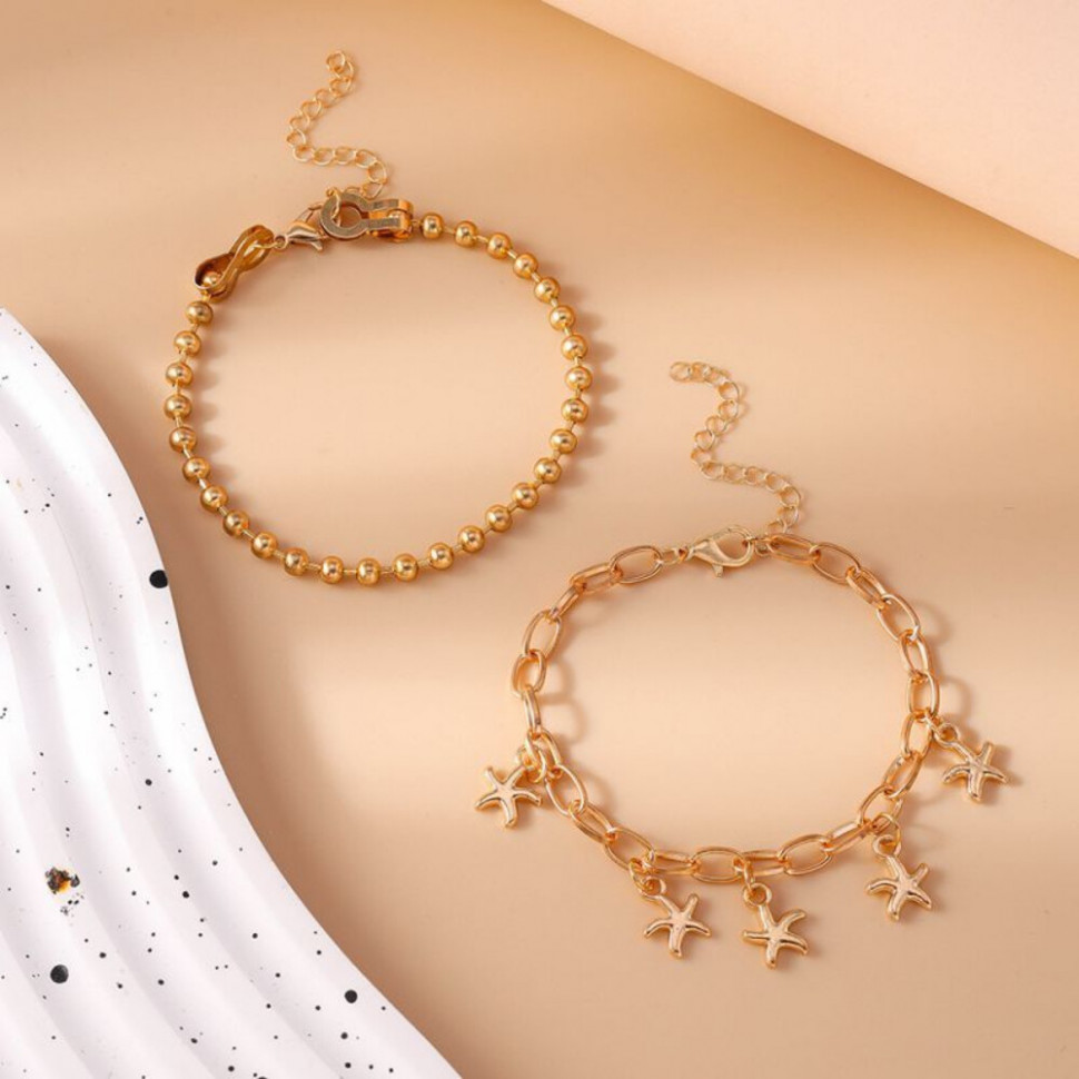 Браслет на ногу из золотистых цепей CJJ24527