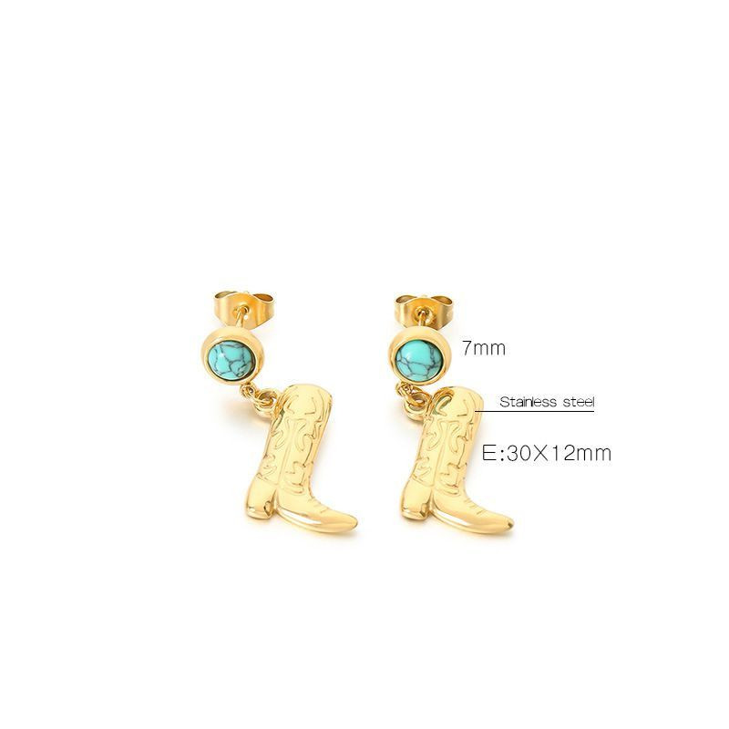 Золотые серьги из стали с сапогом и шляпой CJW07055