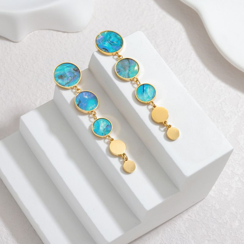 Серьги Висячие Диски перламутровые CJP80832