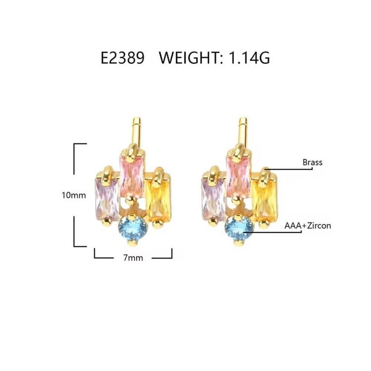 Серьги-пусеты Калейдоскоп из золотистой меди с миксом кристаллов 1J11015CJJ