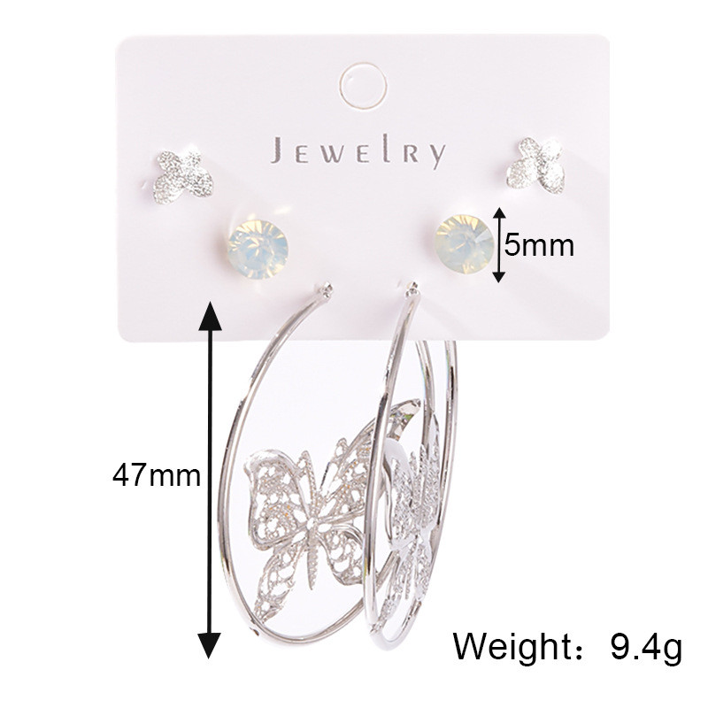 Крупные серьги конго с ажурной съемной подвеской Бабочка в круге 2G22587(МСК)