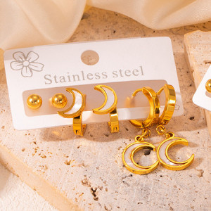 Набор серег из стали с напылением золотом луна J11492CJJ Набор серег из стали с напылением золотом луна J11492CJJ