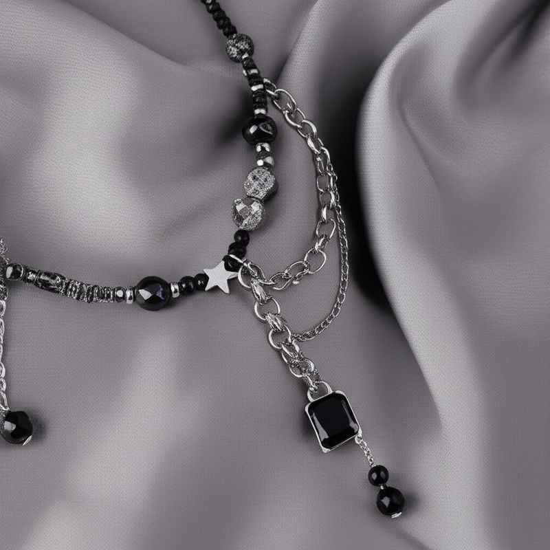 Многослойный чокер с кристаллами и бусинами 1J11868CJJ