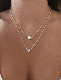 Двойная мульти-цепочка с жемчужиной и треугольником S52579MSK Двойная мульти-цепочка с жемчужиной и треугольником S52579MSK