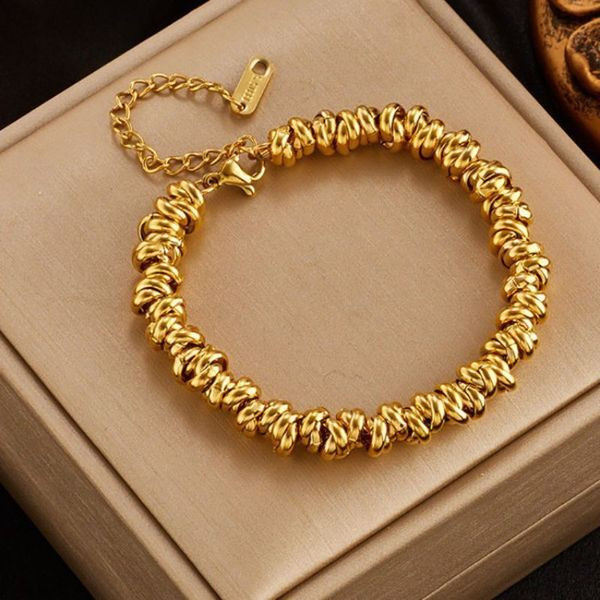 Браслет цепочка с фактурными сферическими звеньями CJL91252 Браслет цепочка с фактурными сферическими звеньями CJL91252