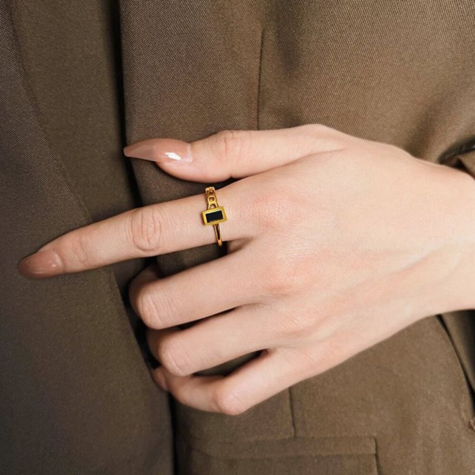 Кольцо медицинская сталь с напылением золотом J11169CJJ Кольцо медицинская сталь с напылением золотом J11169CJJ