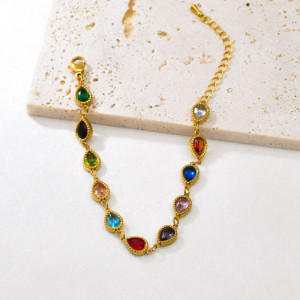 Браслет-цепочка с разноцветными овальными кристаллами CJR56261 Браслет-цепочка с разноцветными овальными кристаллами CJR56261