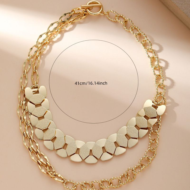 Золотистое многослойное колье-цепь CJN36864 Золотистое многослойное колье-цепь CJN36864