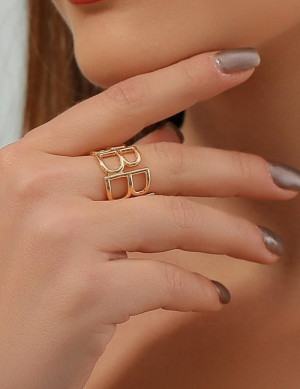 Широкое ажурное кольцо с геометрическим плетением Z00116