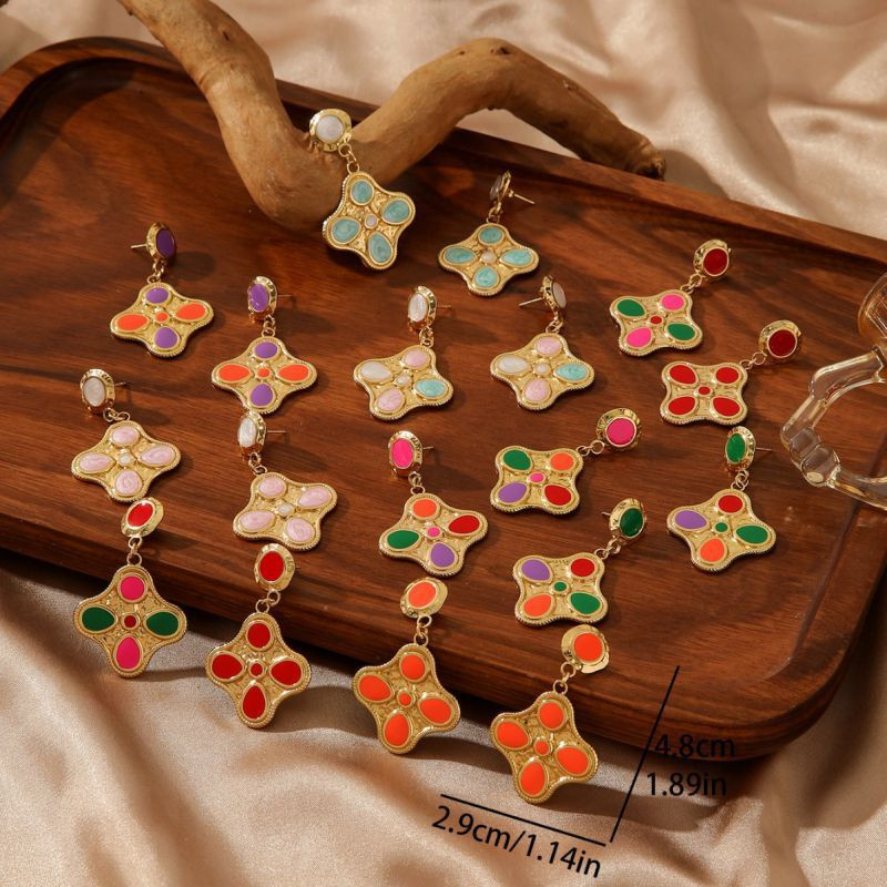 Серьги Висячие Клевер четырехцветный CJN90530