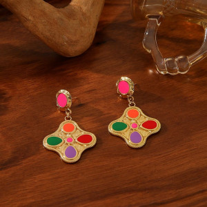 Серьги Висячие Клевер четырехцветный CJN90530