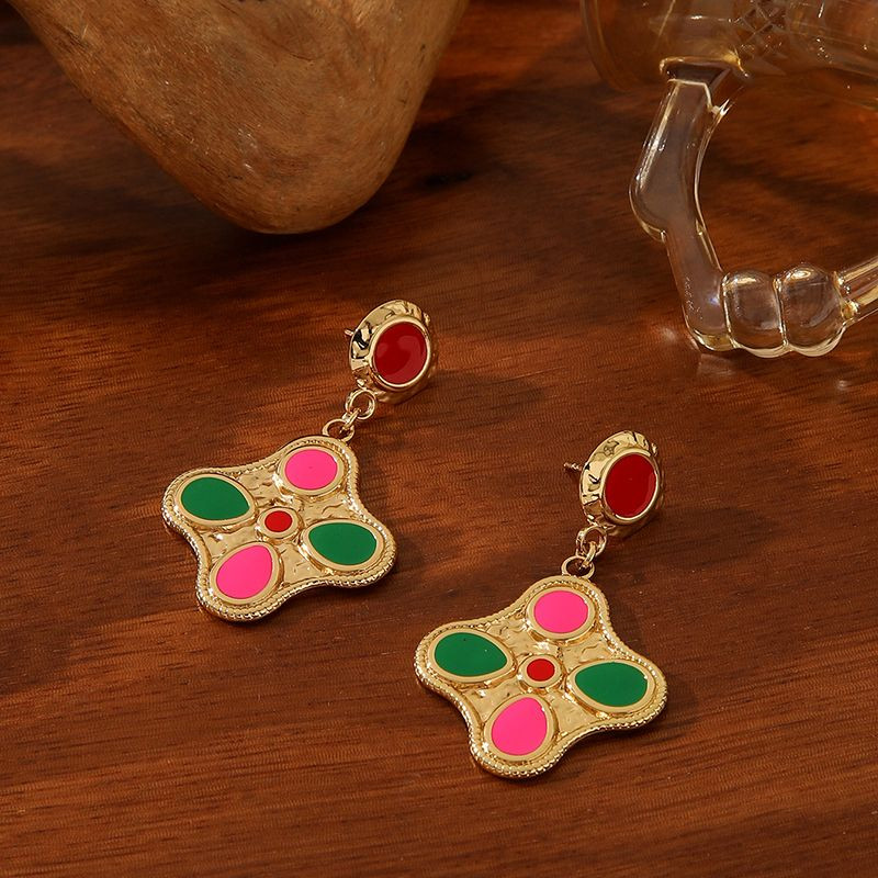 Серьги Висячие Клевер четырехцветный CJN90530