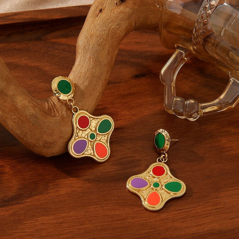 Серьги Висячие Клевер четырехцветный CJN90530