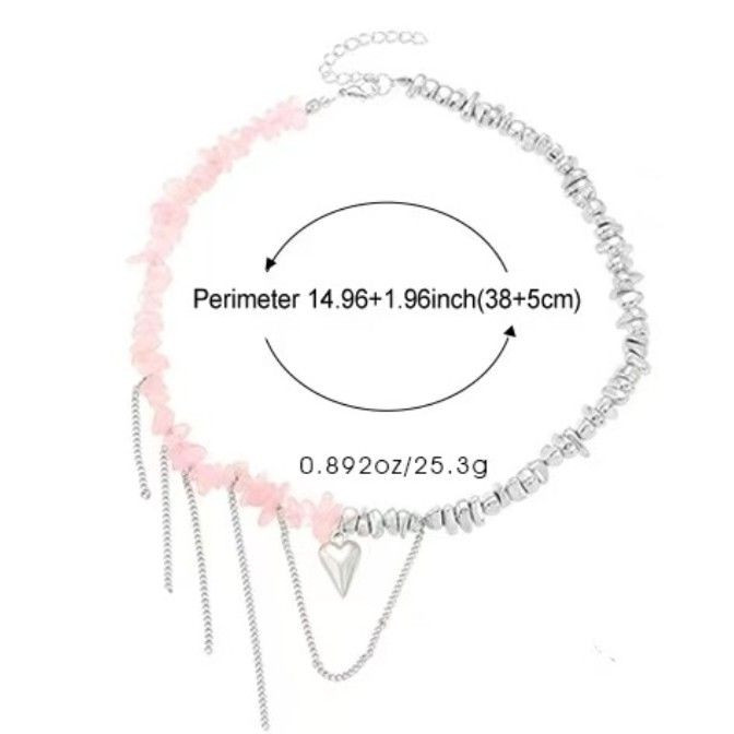 Комбинированные бусы из камней с подвеской-сердцем 1J11869CJJ