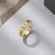 Кольцо стальное с напылением золотом и фианитами J10201(CJJ)