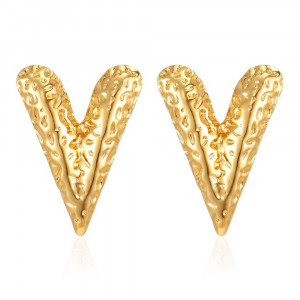 Золотистые фактурные серьги-пусеты Галочки CJH36198