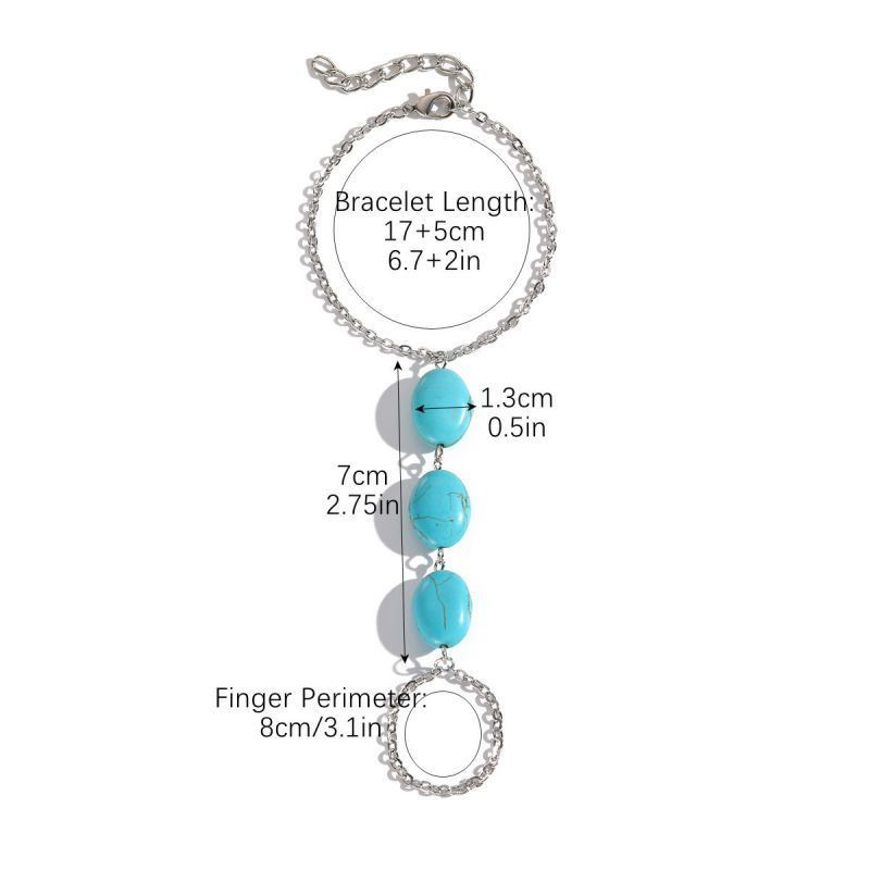 Слейв-браслет капля бирюзы в стиле минимализм CJF45859