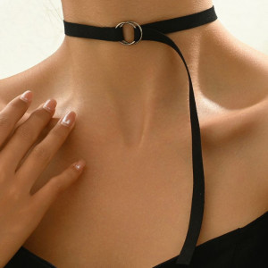 Длинный текстильный лариат с металлическим кольцом CJH52750 Длинный текстильный лариат с металлическим кольцом CJH52750