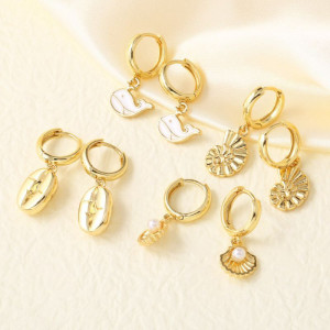 Серьги-конго с подвеской Ракушка CJL20767 Серьги-конго с подвеской Ракушка CJL20767