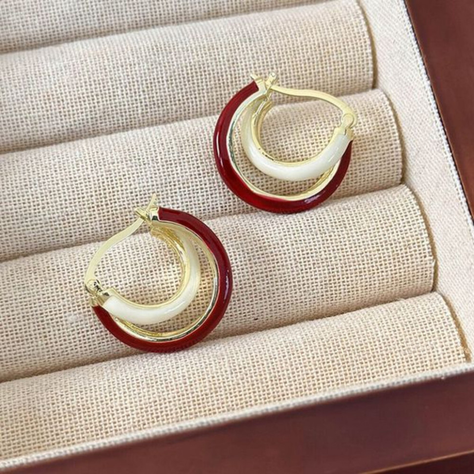 Многослойные серьги-конго с эмалью CJH66169