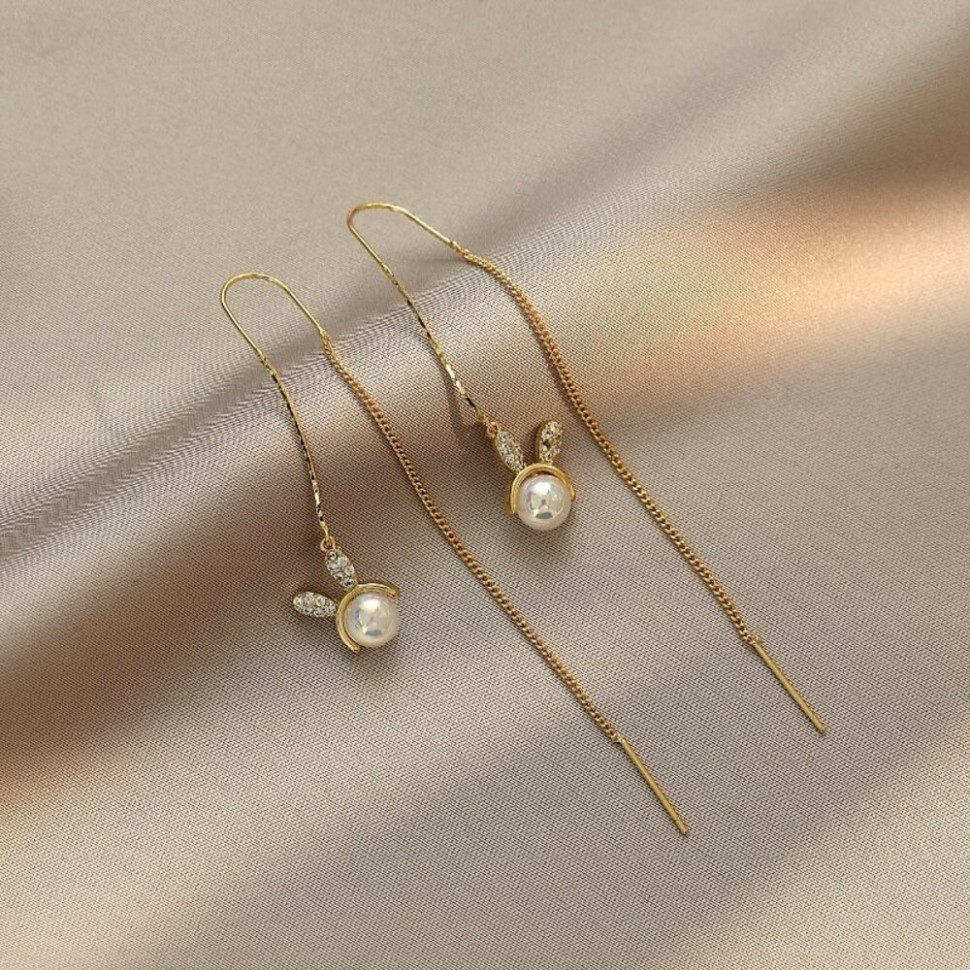 Серьги-продевки Зайки с жемчугом CJC64329 Серьги-продевки Зайки с жемчугом CJC64329