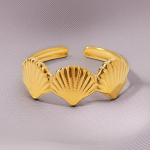 Разомкнутое кольцо из золотистых морских ракушек 1J12033CJJ