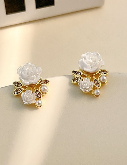 Серьги-пусеты «Белые розы» Z55042