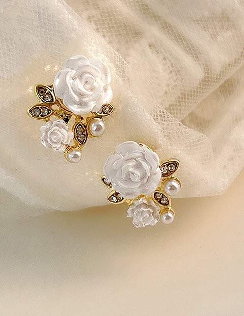 Серьги-пусеты «Белые розы» Z55042