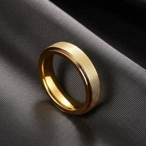 Кольцо стальное с напылением золотом обручальное J10167CJJ