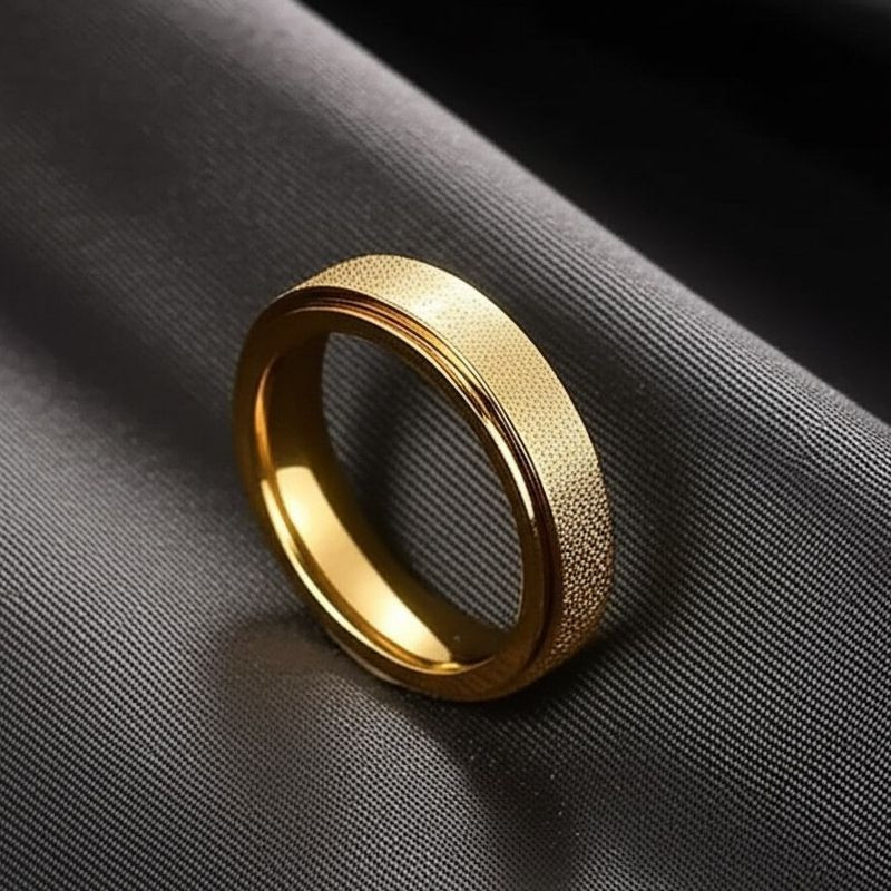 Кольцо стальное с напылением золотом обручальное J10167CJJ Кольцо стальное с напылением золотом обручальное J10167CJJ