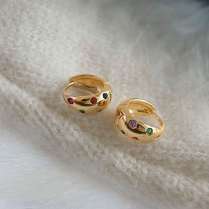 Серьги-конго с разноцветными кристаллами CJQ20336