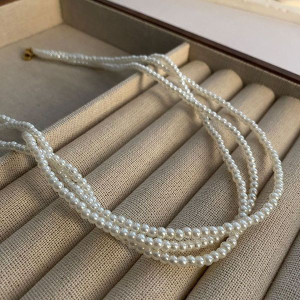 Многослойное колье из мельчайшего жемчуга CJJ50689