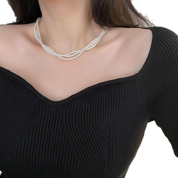 Многослойное колье из мельчайшего жемчуга CJJ50689