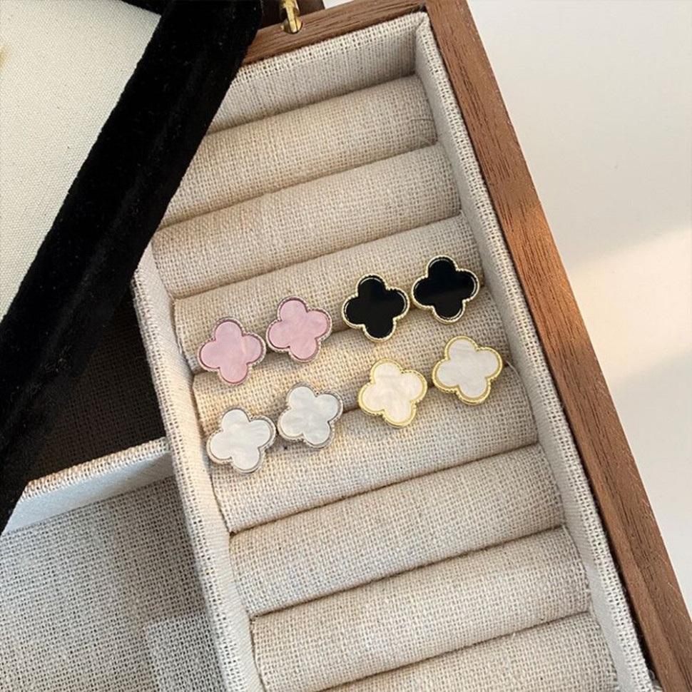 Серьги-гвоздики клевер с перламутром J11271CJJ