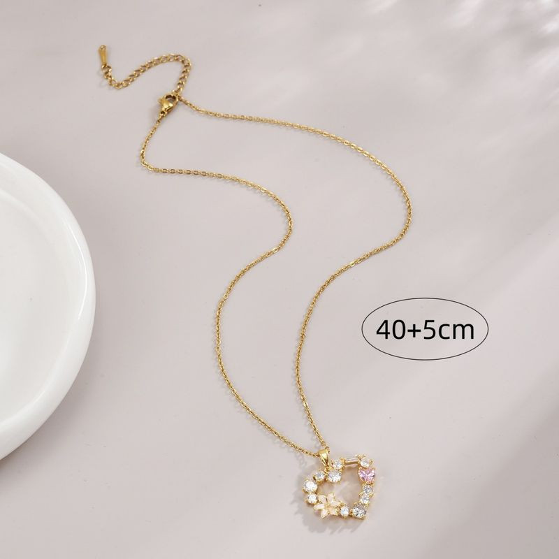 Золотистая цепочка из стали с сияющим кулоном-сердцем 1J10840CJJ Золотистая цепочка из стали с сияющим кулоном-сердцем 1J10840CJJ