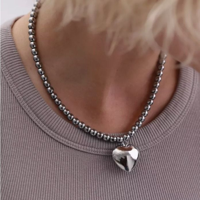 Цепочка титановая сталь с кулоном сердце 1J11871CJJ Цепочка титановая сталь с кулоном сердце 1J11871CJJ
