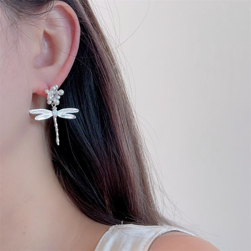 Серьги-стрекозы с жемчужным цветком CJL14672 Серьги-стрекозы с жемчужным цветком CJL14672