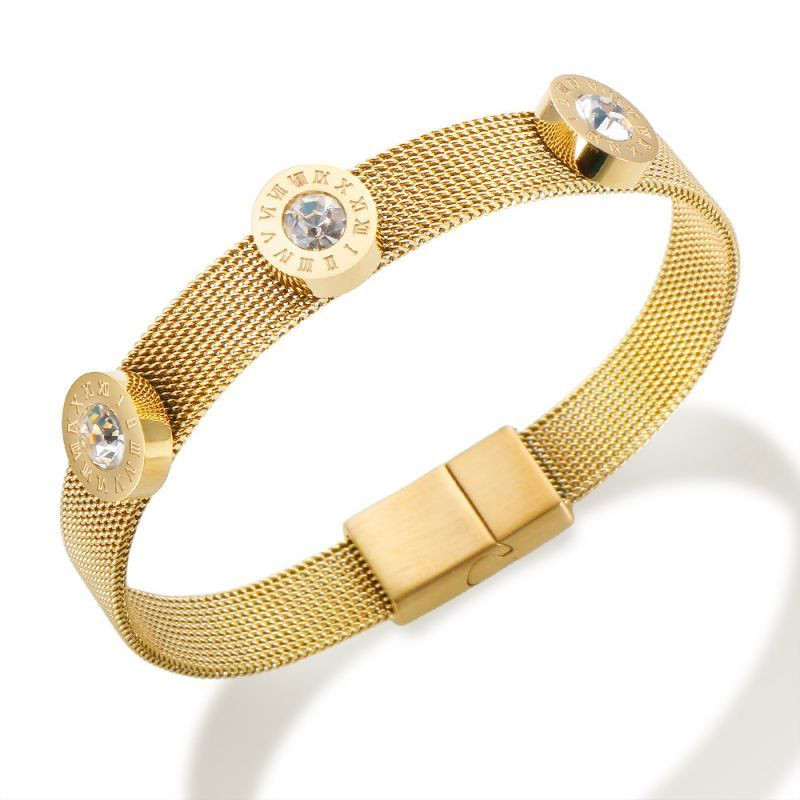 Браслет жесткий сетчатый с сияющими сердцами CJP40177