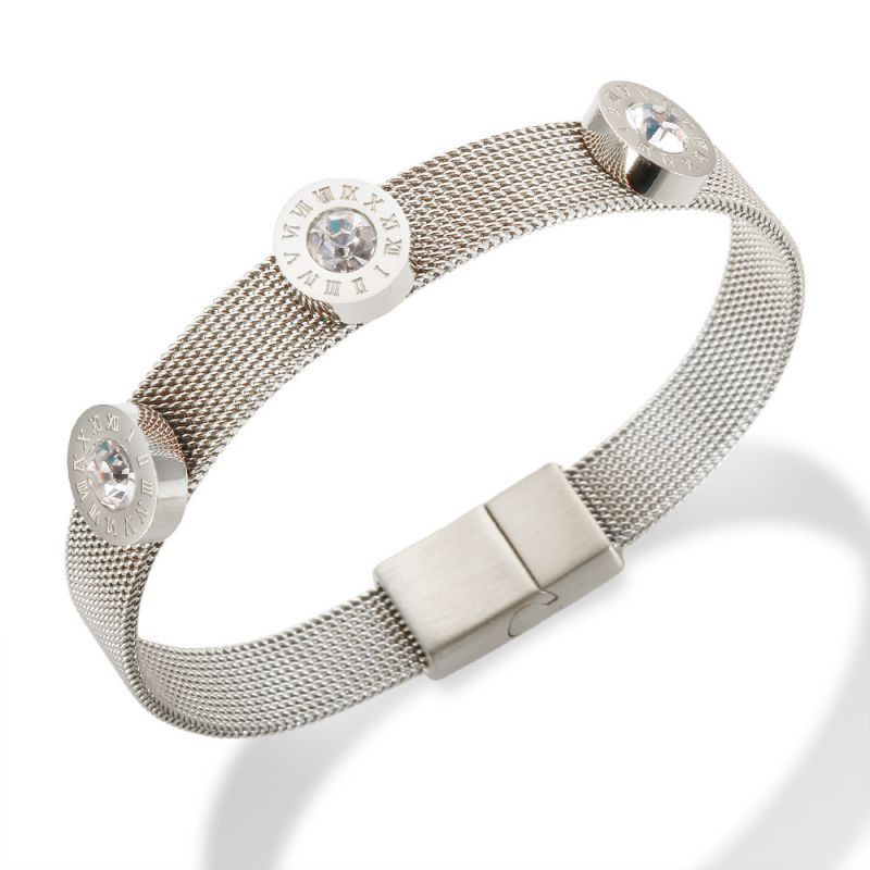 Браслет жесткий сетчатый с сияющими сердцами CJP40177