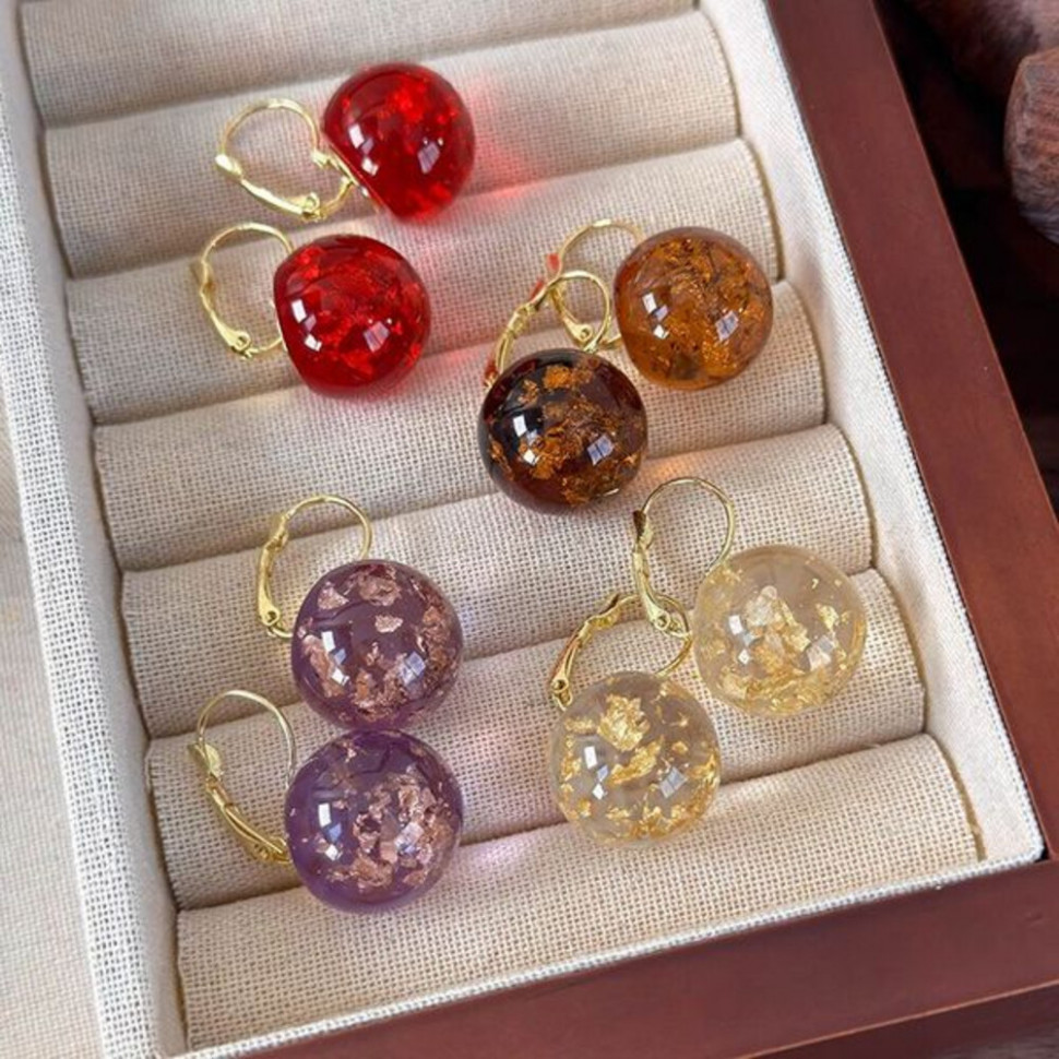 Серьги-петли с натуральными сухоцветами CJH66318